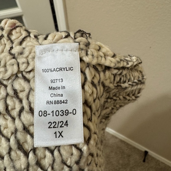 Roaman’s 1X 22/24 Plus Size Open Knit Cardigan Sweater Gray NWOT - Picture 8 of 8